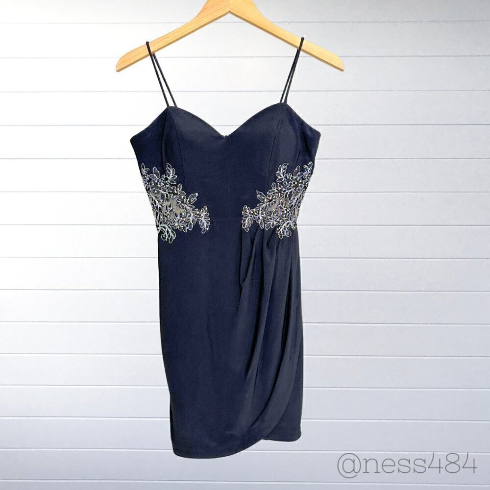Blondie Nites by Davy Rags Black Beaded Embellished Dress Size 6/7